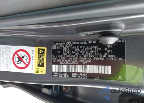 2010 Toyota Highlander Se V6 from USA, damaged, VIN 5TDJK3EHXAS011875